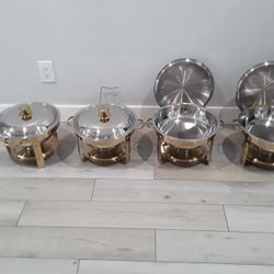Chafing Dishes For Buffet 4 Pack 5 Qts Round Stainless steel Set