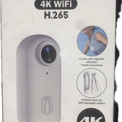 4K Thumb SportsQuick Cam, Thumb Camera Necklace, 1080p/4K Waterproof Wearable Action Camera with 360 ° Rotating Spring Clip, Ip68 Waterproof (White) 