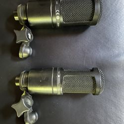 Pair (2) Audio-Technica AT2020 Cardioid Condenser Microphones