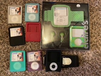 7 iPod Nano Cases, 2 Armbands, Headphones