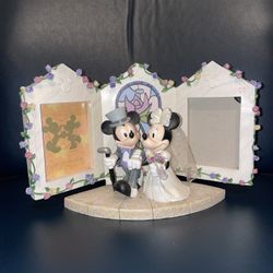 Disney Store Photo Stand Mickey Mouse & Minnie Mouse Wedding Dress