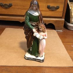 St. Anne and Mary 12 inch Statue Church Quality Chalkware Plaster ITALY