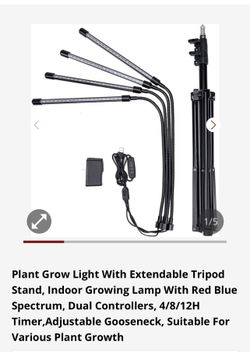 Plant Grow Light With Extendable Tripod Stand Indoor Growing Lamp