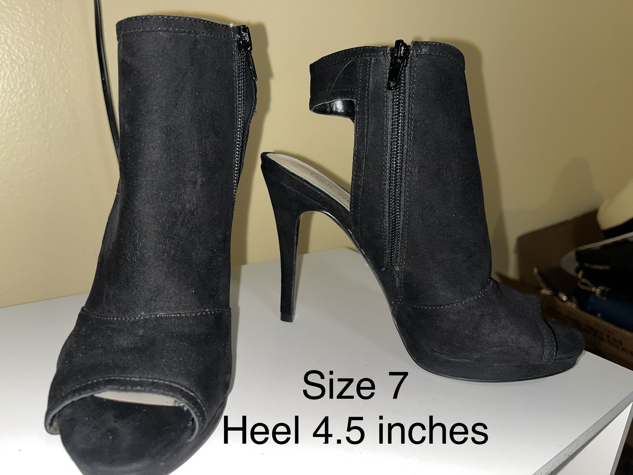 Black Peep Toe Bootie Heels