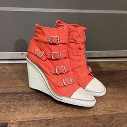 🔻Price Just Dropped! ASH Buckled Wedge Sneakers – Orange (Size 8)