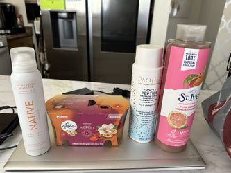 St. Ives Body Wash, Native Deodorant Spray, Glade Candles And Pacifica Coco Peptide Shampoo