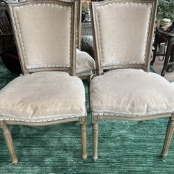 Dining Chairs 4 Beige Velvet Chairs W/cushion