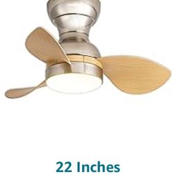 Open Box Ceiling Fan with Lights,22 lnch Small Ceiling Fan with Light Remote Control,Flush Mount Ceiling Fan with 3 Reversible Blades, 6 Speeds for In