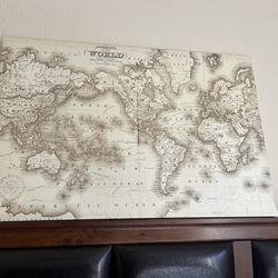 reproduction of an 1860s Johnson's Map of the World on Mercator's Projection.  