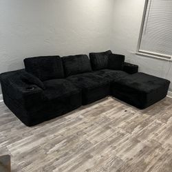 Black Modular Cloud Sectional Couch 🚛 SAME DAY DELIVERY!