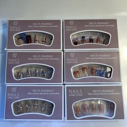 6 Packs 24 Pieces Press On Nails Bundle 