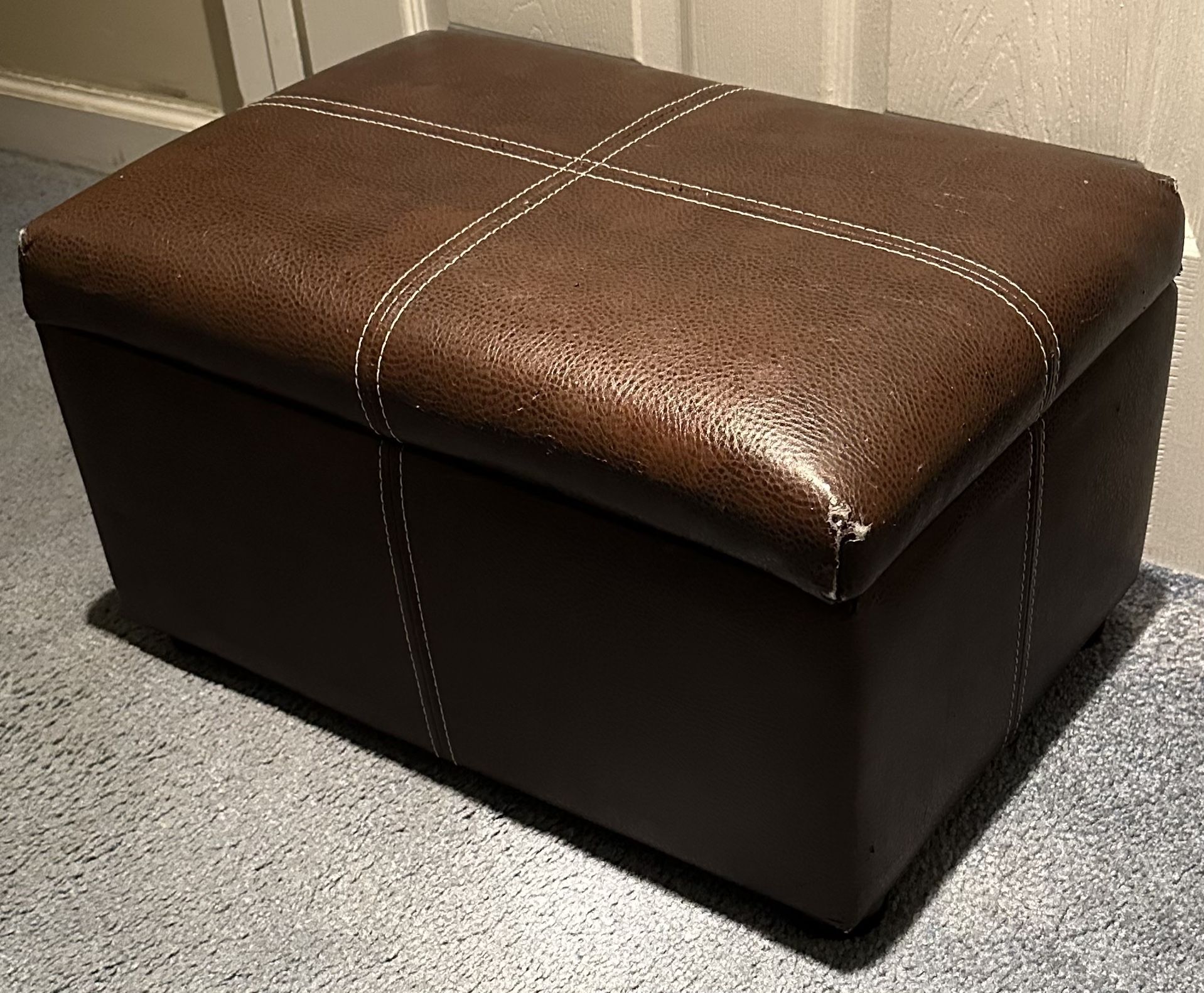 Faux Leather Storage Ottoman