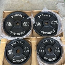 New pair of 35 and 45lb iron olympic plates. New in box 📦 $160