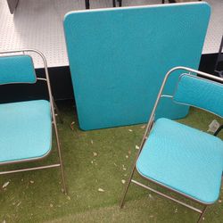 Vintage Mid Century Samsonite Folding Card Table And & 2 Two Chairs Classic