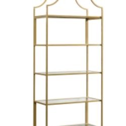 BOOKCASE 5SHELF LUX GLASS GLD