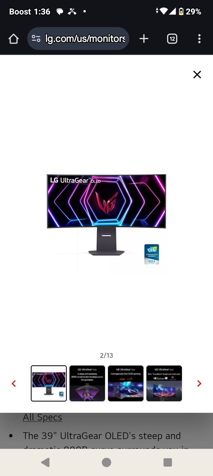 39in Lg OLED Gaming Monitor 240hz