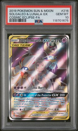 2019 POKEMON SUN & MOON COSMIC ECLIPSE #216 SOLGALEO & LUNALA GX COSMIC ECLIPSE-FA