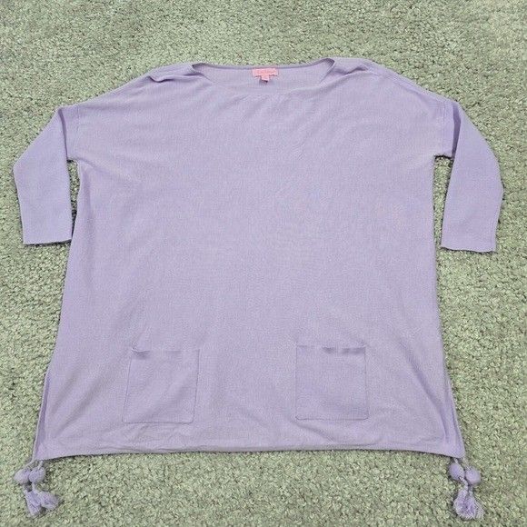 Lilly Pulitzer Elba Sweater Womens XS Purple Tassel 3/4 Sleeve Beach Resort
