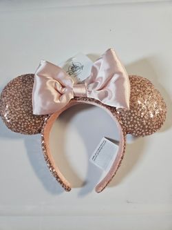 NEW Disney Rose Gold Minnie Mouse Ears Headband Bow Pink