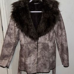 Faux suede and faux fur jacket