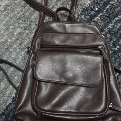 Brown Faux Leather Backpack (purse)