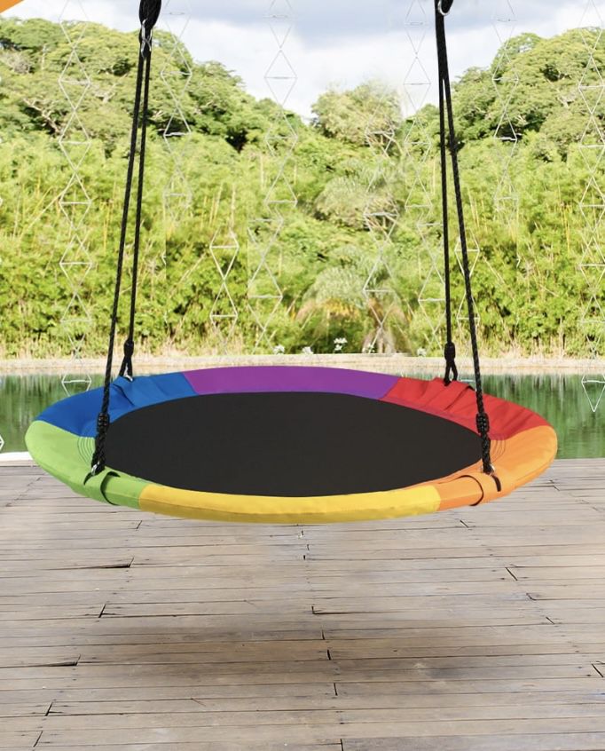 Goplus 40'' Flying Saucer Tree Swing Indoor Outdoor Play Set Swing for Kids colorful