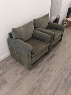 2 Chenille Oversized Armchair-Modern Large Chair & Single Sofa Lounge, 34'' Wide