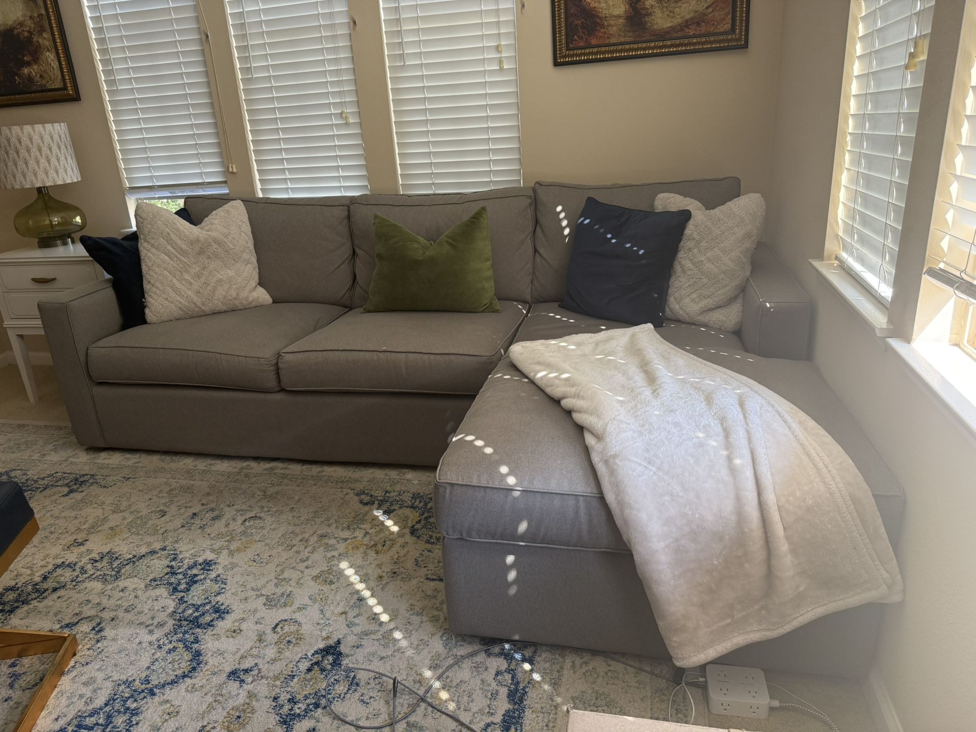Room & Board York Sofa w/ Chaise, Gray