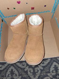 Tan Suede Shearling Mini Boots