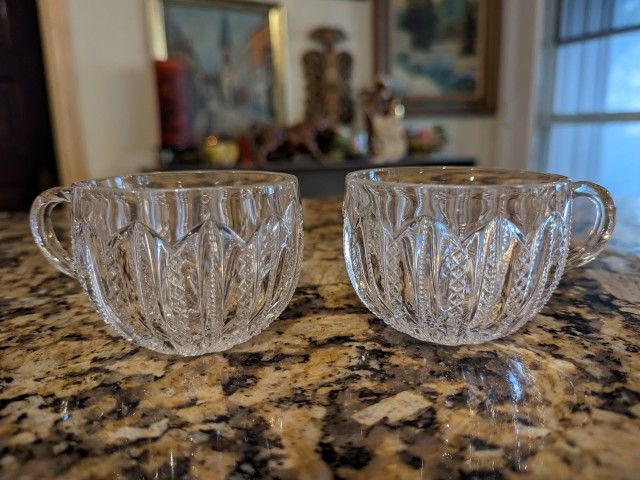 Duncan Miller Mardi Gras Clear Glass Punch Cups 