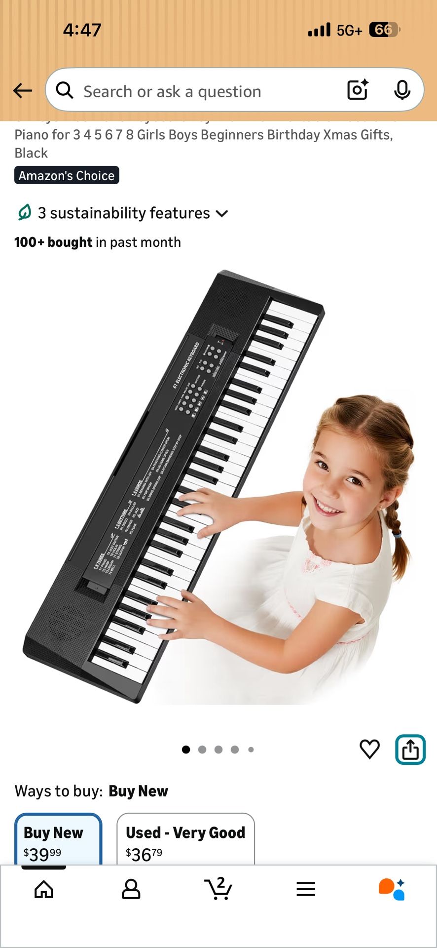 NEW 61 Keys Kids Piano Keyboard Toy with Mic – Portable Electronic Piano for 3 4 5 6 7 8 Girls Boys Beginners Birthday Xmas Gifts, Black