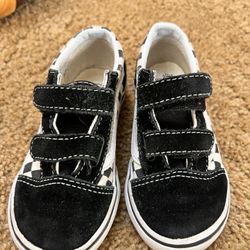 Vans ans Old Skool V Toddler Velcro Checkered Black White Size