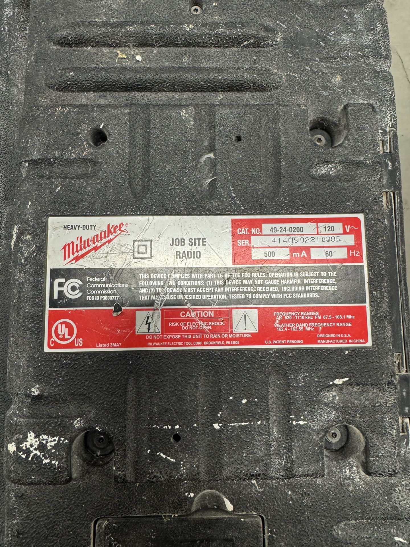 Milwaukee Job Site Radio Powered By Rockford Fosgate 49-24-0200 Works EXCELLENT