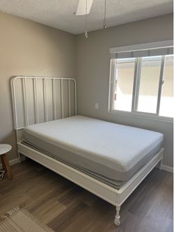 Restoration Hardware White Iron Bed Frame & Headboard + Sleep Number Full Mattress