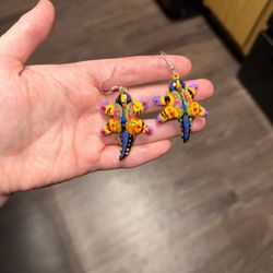 hand painted lizard earrings