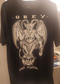 Vintage Men's Size Large Obey The Posse Baphomet Black T-Shirt