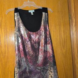 Y2K Dressbarn Purple/Pink/Silver Sequin Tank Top Size L