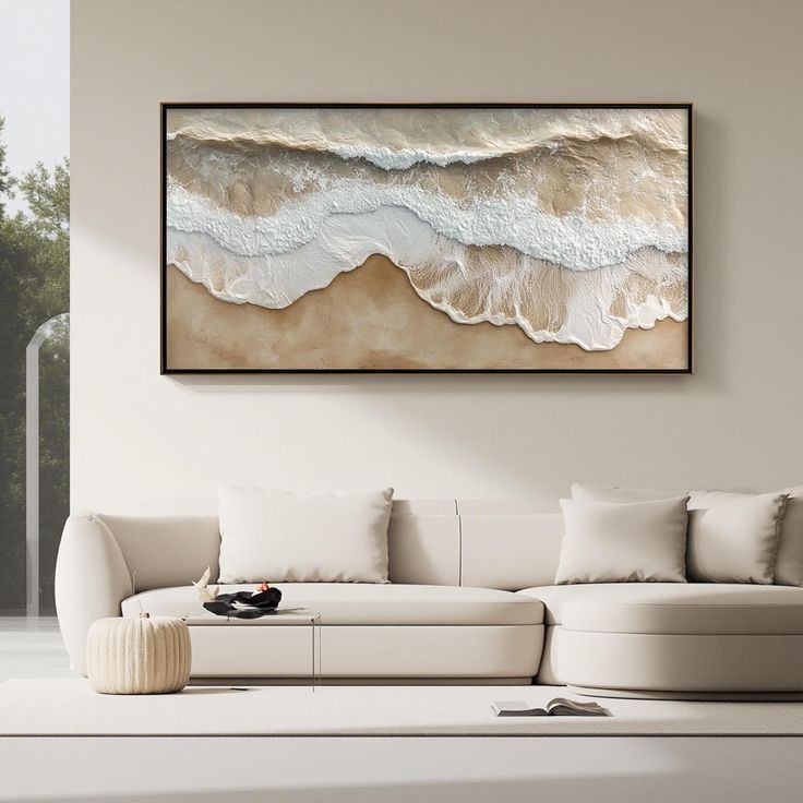Dark Beige Beach Shores Textured Artwork 2ft×4ft