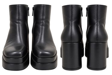 Cobra Black Leather Platform Ankle Boots Chunky Block Heel Size 8.5