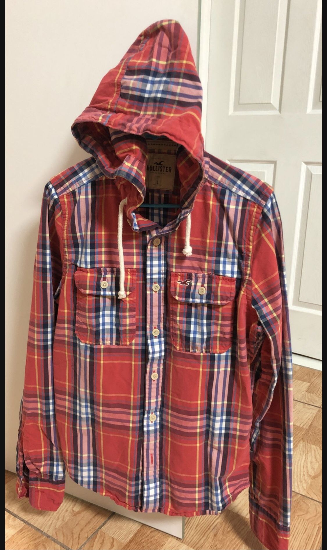 Hollister Plaid Long Sleeve Shirt with Hoodie