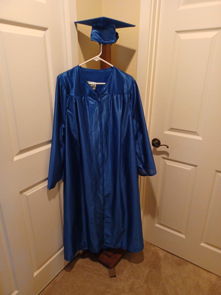 Blue Graduation Gown and Cap