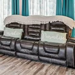 Leather loveseat, couch, & recliner