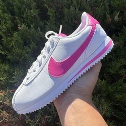 Nike cortez pink and white 