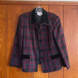 Plaid Petite Sophisticate Plaid Blazer Size 14P