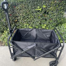 Collapsible Folding Wagon with Adjustable Handle Foldable Utility Wagon Cart with 2 Drink Holders
