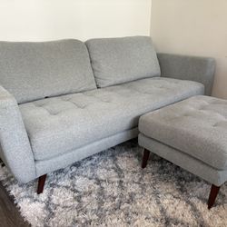 Living Spaces Ginger Grey 79" Couch And Ottoman