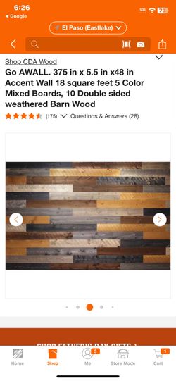 CDA Wood Go AWALL. 375 in x 5.5 in x48 in Accent Wall 18 square feet 5 Color Mixed Boards, 10 Double sided weathered Barn Wood  Have 44 boxes 22 mediu