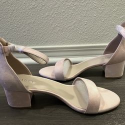 Women's Light Pink Chunky Heel Sandals (Size 8.5)