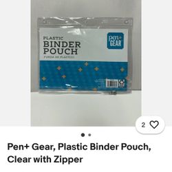 Pen+ Gear, Plastic Binder Pouch, Clear with Zipper.