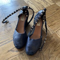 Black Valentino Rockstud Espadrille 